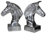 Casa Padrino Luxus B�cherst�tzen Pferdek�pfe aus Aluminium auf Sockel - B�cherst�tze - Book End Pferdekopf Horse Head Buchst�tze
