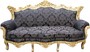 Casa Padrino Barock 3er Sofa Master Schwarz  Muster / Gold 2Mod - Wohnzimmer Couch M�bel Lounge 