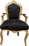 Casa Padrino Barock Esszimmerstuhl Schwarz / Gold mit Armlehnen Mod2 Antik Stil 