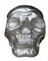 Casa Padrino Designer Skull Mod1L silber H�he 16,5 cm, Breite 14 cm, Tiefe 18 cm, Totenkopf - edle Skulptur aus Aluminium vernickelt