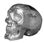 Casa Padrino Designer Skull Mod1L silber H�he 16,5 cm, Breite 14 cm, Tiefe 18 cm, Totenkopf - edle Skulptur aus Aluminium vernickelt