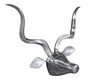 Casa Padrino Designer Geweih Deko Hirsch aus poliertem Aluminium Silber H 44 cm, B 56 cm - Wandfigur - Geweih - Wandgeweih