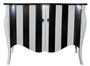 Casa Padrino Barock Kommode Schwarz/Wei� Streifen 120cm Mod - Antik Stil M�bel