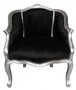Casa Padrino Barock Damen Salon Sessel Schwarz/ Silber  - M�bel Antik Stil