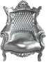 Casa Padrino Barock Sessel Al Capone Silber / Silber- Antik Stil