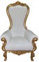 Casa Padrino Barock Thron Sessel Majestic Mod1 Wei�/Gold - Riesensessel -Thron Stuhl Tron