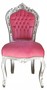 Casa Padrino Barock Esszimmerstuhl Pink/Silber ohne Armlehnen