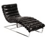 Casa Padrino Luxus Echtleder Vintage Oviedo Liege / Sessel Schwarz - Leder Sessel Art Deco Lounge Relax Sessel 