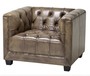 Casa Padrino Chesterfield Luxus Echt Leder Sessel Kubus Vintage Leder Olive - Club Sessel 