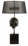 Casa Padrino Luxus Tischleuchte Totenkopf Schwarz / Antik Messing  35 x H. 77 cm - Schreibtschleuchte mit rundem Lampenschirmen - Luxus Leuchten - Luxus M�bel - Luxus Interior 