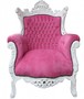 Casa Padrino Barock Sessel Al Capone  Pink/ Wei� mit Bling Bling Glitzersteinen -  Antik Stil