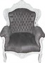 Casa Padrino Barock Sessel King  Grau /Wei� - Antik Stil