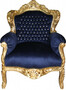 Casa Padrino Barock Sessel King Royalblau/Gold  mit Bling Bling Glitzersteinen