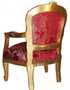 Casa Padrino Barock Kinder Stuhl Bordeauxrot Muster /Gold - Armlehnstuhl - Antik Stil M�bel