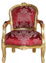 Casa Padrino Barock Kinder Stuhl Bordeauxrot Muster /Gold - Armlehnstuhl - Antik Stil M�bel
