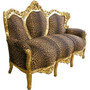 Casa Padrino Barock Sofa Leopard/Gold - M�bel Antik Stil Barock Tiger Leo Couch 