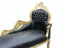 Casa Padrino Barock Chaiselongue Mod2 Schwarz/Gold Lederoptik- Barock M�bel 