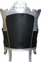 Casa Padrino Barock Sessel Al Capone Schwarz Lederoptik/ Silber Mod1 - Antik Stil 