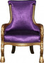 Casa Padrino Barock Lounge Sessel Lila / Gold Mod2 M�bel Antik Stil - Wohnzimmer Club M�bel Sessel Thron Eagle Feather