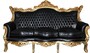 Casa Padrino Barock Wohnzimmer Set Master Schwarz / Gold Lederoptik Mod2 - 3-er Sofa + 2 Sessel