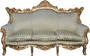 Casa Padrino Barock Wohnzimmer Set Master Jadegr�n /Beige / Gold Mod2 - 3-er Sofa + 2 Sessel