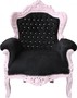 Casa Padrino Barock Sessel King Schwarz/Rosa mit Bling Bling Glitzersteinen