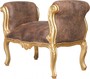 Casa Padrino Barock Schemel Hocker Braun / Gold - Sitzbank - Antik Stil 