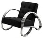 Casa Padrino Art Deco Sessel Chrom / Schwarz Mod4 - Club Sessel - Lounge Sessel, Lounge Sessel