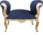 Casa Padrino Barock Schemel Hocker Royalblau / Gold - Sitzbank 