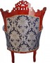 Casa Padrino Barock Sessel Al Capone Mod2 Royalblau Muster / Braun Rot M�bel Antik Stil - Limited Edition