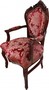 Casa Padrino Barock Esszimmer Stuhl Bordeaux Muster / Braunrot mit Armlehnen - Limited Edition