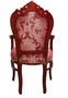 Casa Padrino Barock Esszimmer Stuhl Bordeaux Muster / Braunrot mit Armlehnen - Limited Edition