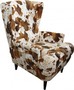 Casa Padrino Luxus Ohrensessel Kuhmuster Braun/Wei� - Chesterfield M�bel
