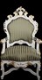 Casa Padrino Barock Luxus Thron Sessel Gr�n/Gold Streifen / Weiss/Gold - Unikat - Barock M�bel Thron K�nigssessel - Limited Edition