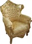 Casa Padrino Barock Sessel King Mod 2 Gold/Gold Muster /Gold mit Bling Bling Glitzersteinen - M�bel Antik Stil