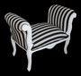 Casa Padrino Barock Schemel Hocker Schwarz / Wei� Streifen Wei� - Sitzbank