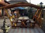 Casa Padrino Garten Pavillon Rustikal mit Tisch und 2 Gartenbnken - Eiche Massivholz - berdachtes Gartenmbel Set Echtholz Massiv Pergola