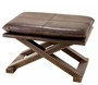 Casa Padrino Luxus Echt Leder Hocker Braun Olive mit Nieten - Leder M�bel 