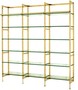 Casa Padrino Luxus Regal Schrank Edelstahl Gold mit Glasb�den B 223 x H 245 cm B�cherregal Regal Schrank - Art Deco M�bel 