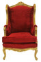 Casa Padrino Barock Lounge Thron Sessel Bordeaux Rot / Gold - Ohren Sessel - Ohrensessel Tron Stuhl