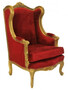 Casa Padrino Barock Lounge Thron Sessel Bordeaux Rot / Gold - Ohren Sessel - Ohrensessel Tron Stuhl