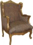 Casa Padrino Barock Lounge Thron Sessel Leopard / Gold Mod2 - Ohren Sessel - Ohrensessel Tron Stuhl