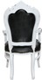 Casa Padrino Barock Esszimmerstuhl Schwarz / Wei� Lederoptik mit Armlehnen