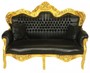Casa Padrino Barock 2er Sofa Master Schwarz Lederoptik / Gold - Wohnzimmer Couch Mbel Lounge 