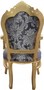 Casa Padrino Barock Esszimmer Stuhl Blau Muster / Gold mit Armlehnen - Limited Edition