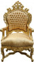 Casa Padrino Barock Luxus Thron Sessel Gold Muster/Gold - Barock M�bel Thron K�nigssessel - Limited Edition