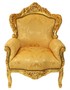 Casa Padrino Barock Sessel King Gold Muster / Gold Bouquet - M�bel Antik Stil