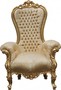 Casa Padrino Barock Thron Sessel Majestic Medium Gold Muster / Gold mit Bling Bling Glitzersteinen - Riesensessel - Thron Stuhl Tron