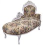 Casa Padrino Barock Chaiselongue Blumenmuster / Antik Wei� - M�bel Lounge Liege Recamiere