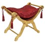 Casa Padrino Barock Sitzhocker - Kreuzhocker Bordeaux Muster / Gold - Antik M�bel 